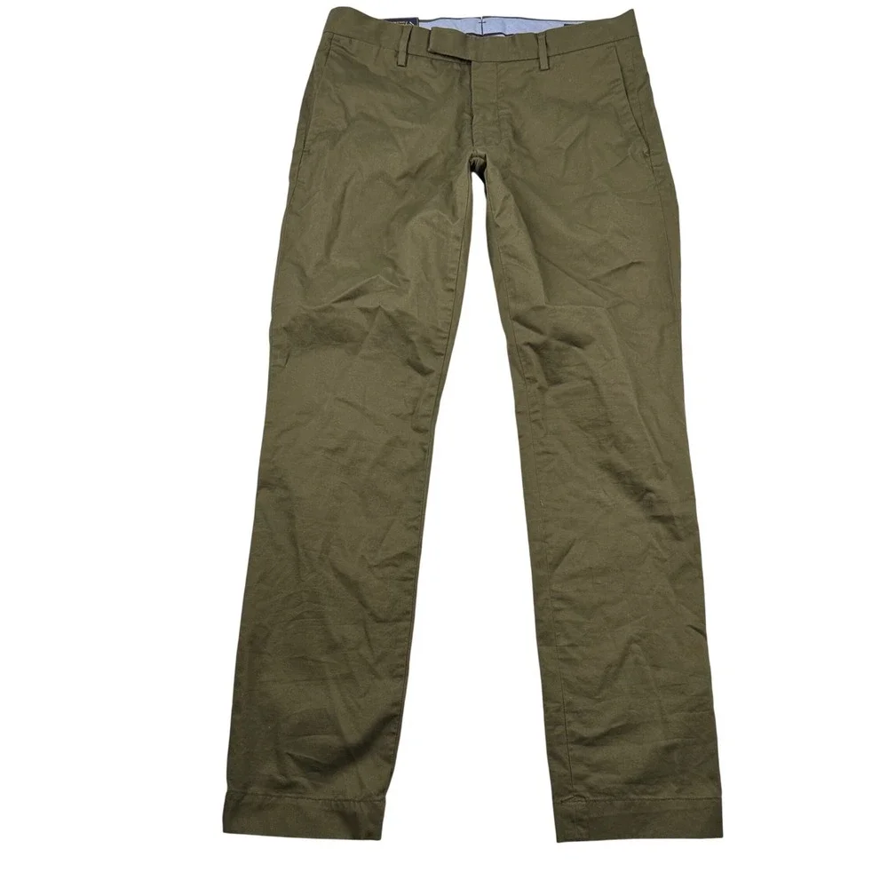 Polo Ralph Lauren Chinos Mens 32x32 Olive Green Stretch Slim Fit Twill Pants